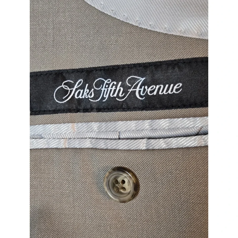 Saks Fifth Avenue‎ Sports Coat Jacket Blazer Beige Sixe 40S 100% Wool
